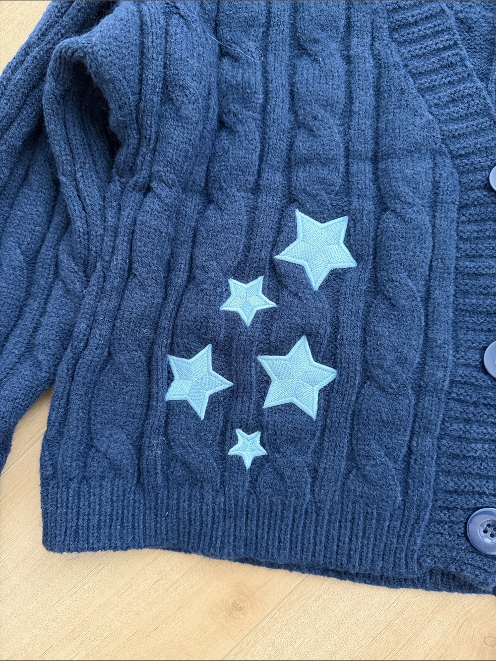 Taylor Swift Navy Cable Knit Midnights Patch Sweater xs/small - Picture 3 of 6